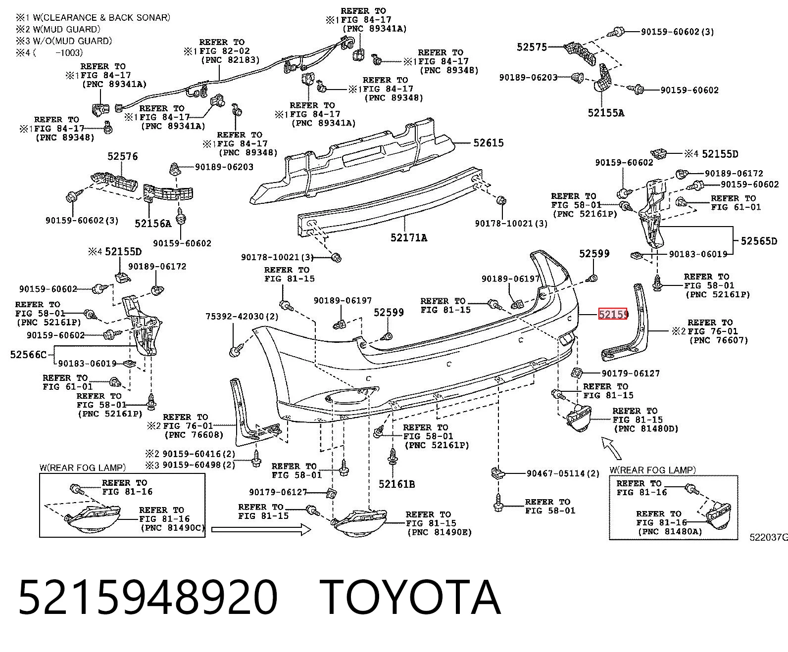 5215948915 Toyota Задний бампер