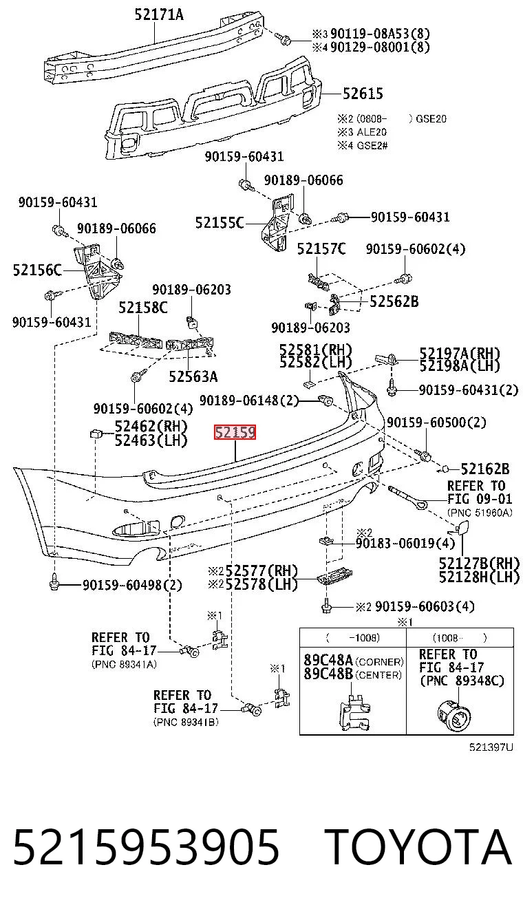 Задний бампер на Lexus IS  E2