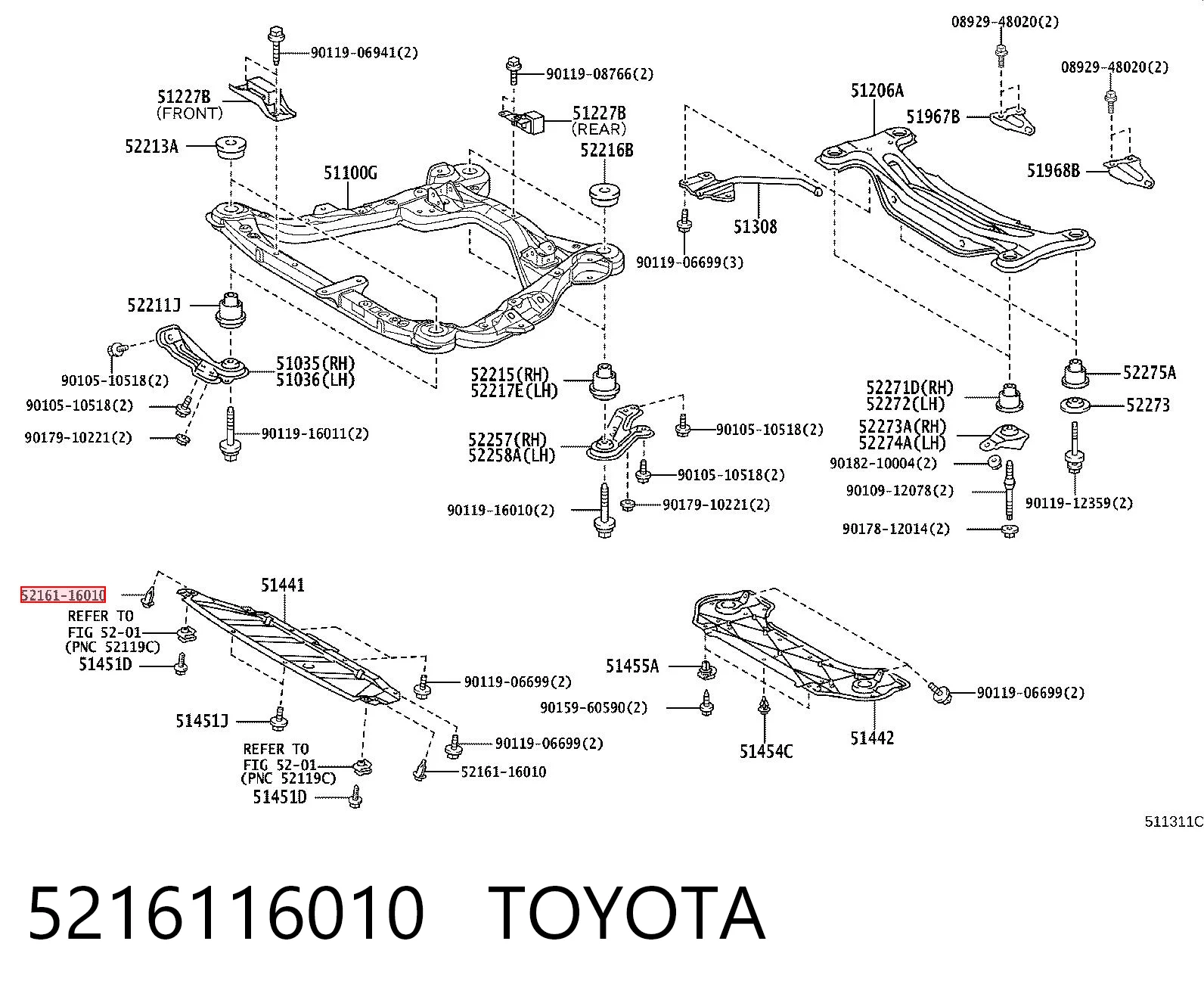 5216116010 Toyota Крепление переднего бампера