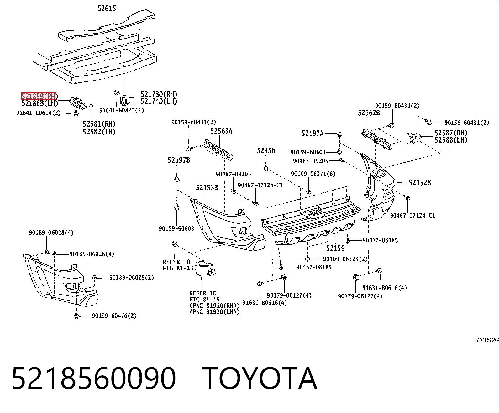 Амортизатор бампера заднего на Toyota Land Cruiser PRADO ASIA J12