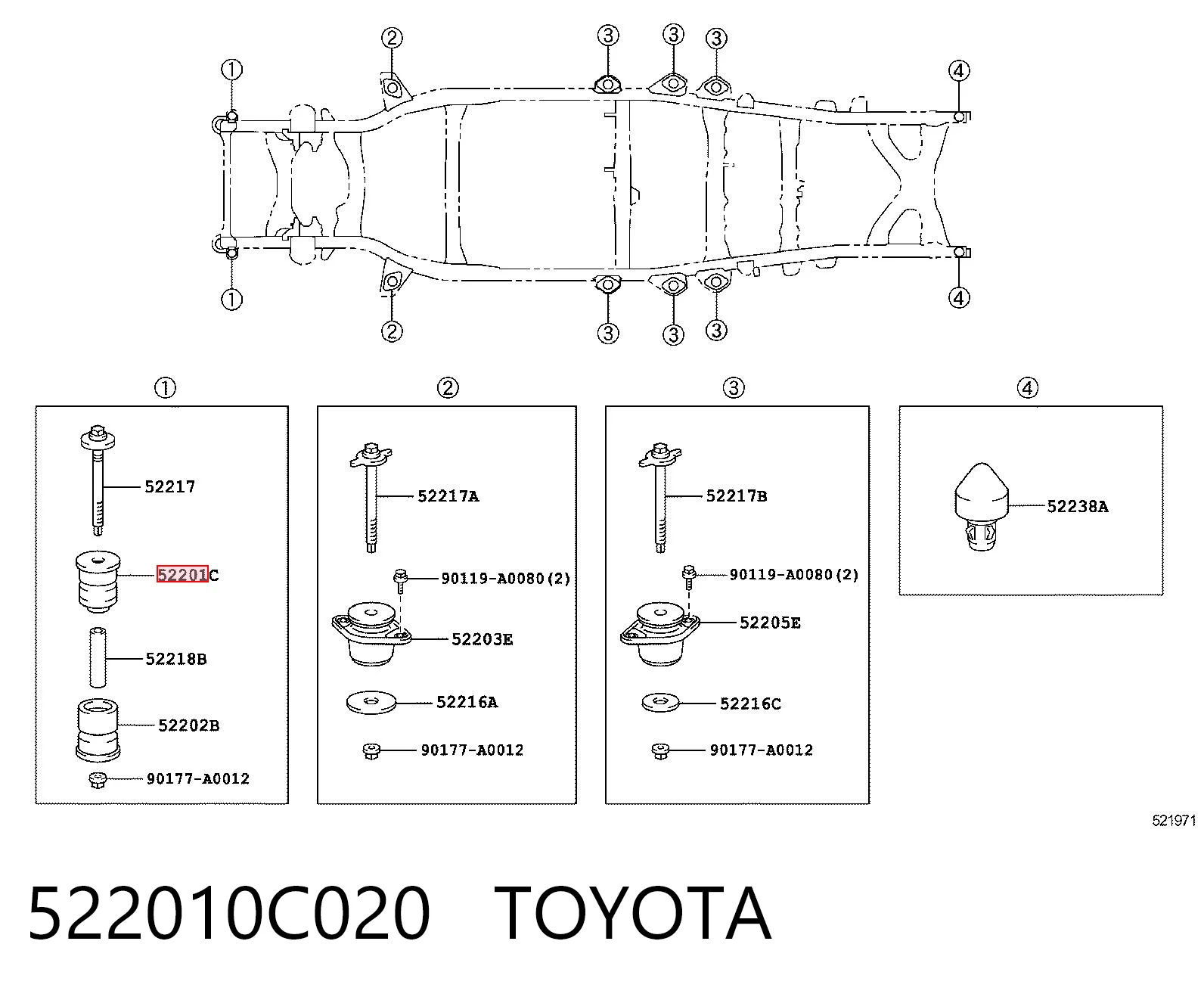 522010C020 Toyota Крепление платформы