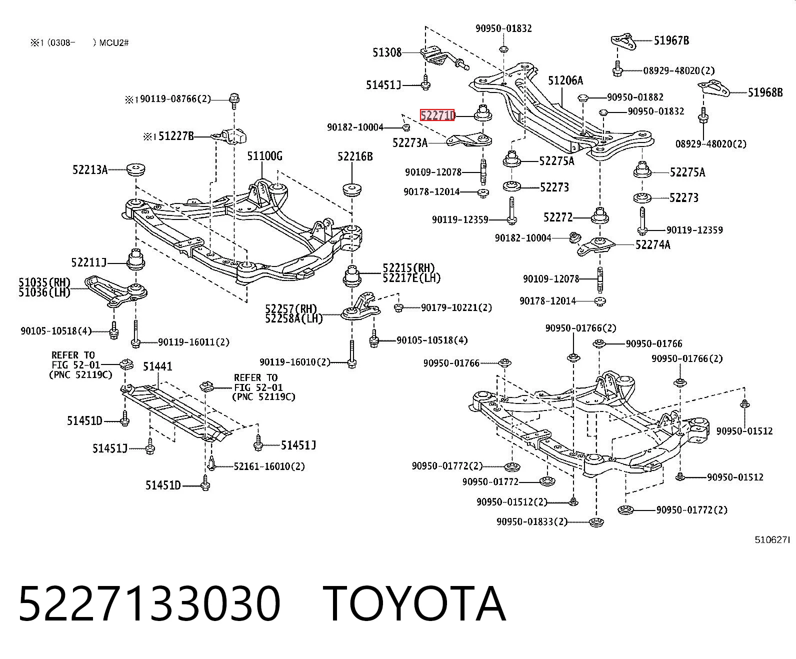 Сайлентблок балки моста на Toyota Camry V V30