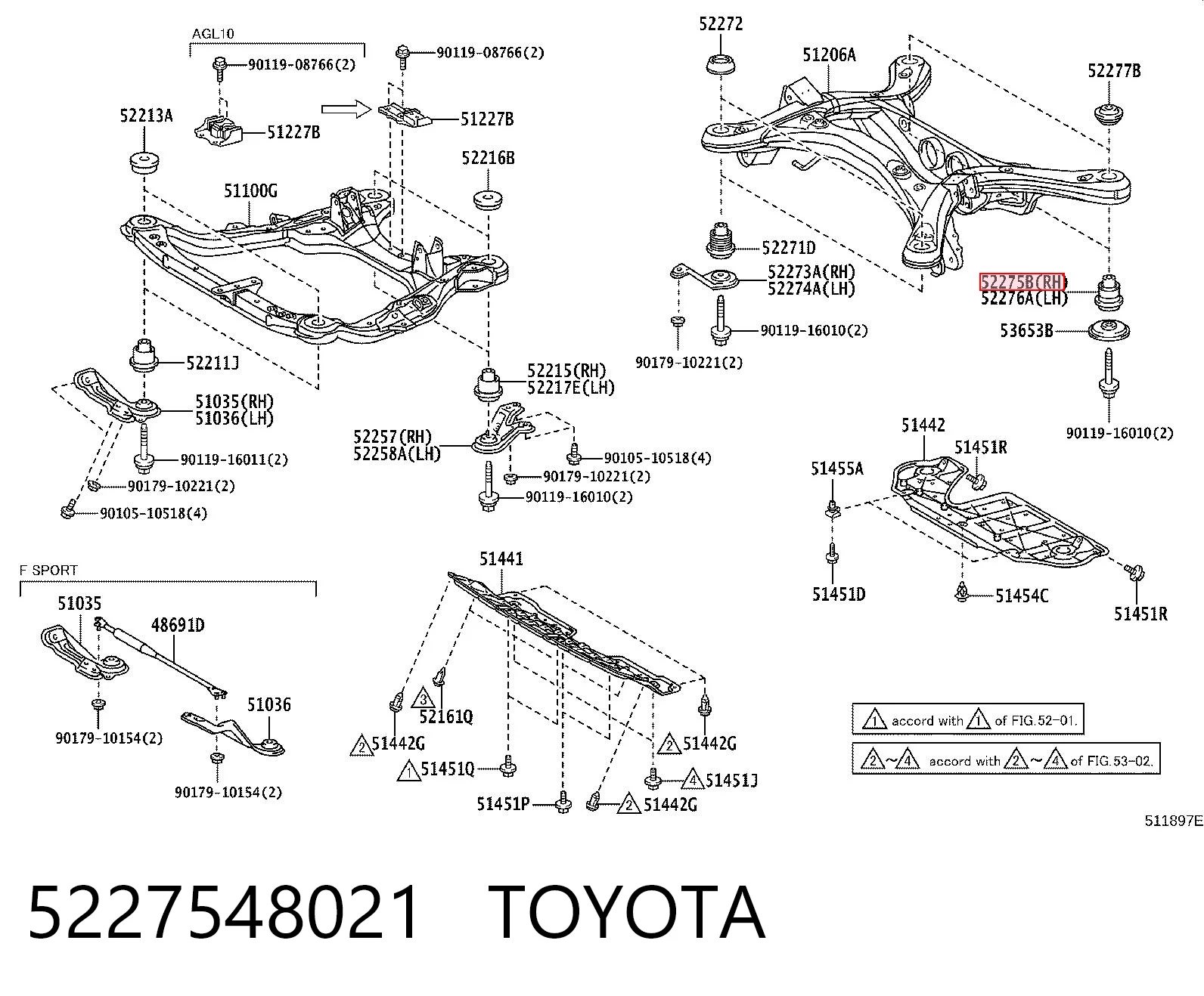 Сайлентблок заднего подрамника Lexus RX 270/350/450H внедорожник (AGL10, GGL15, GYL15) (2008 - 2015) цена, от 20.23 USD