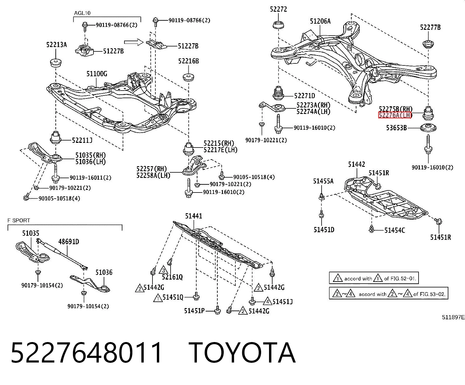 Сайлентблок заднего подрамника Lexus RX 450H/350L/200T внедорожник (L25) (2015 - 2022) цена, от 14.01 USD