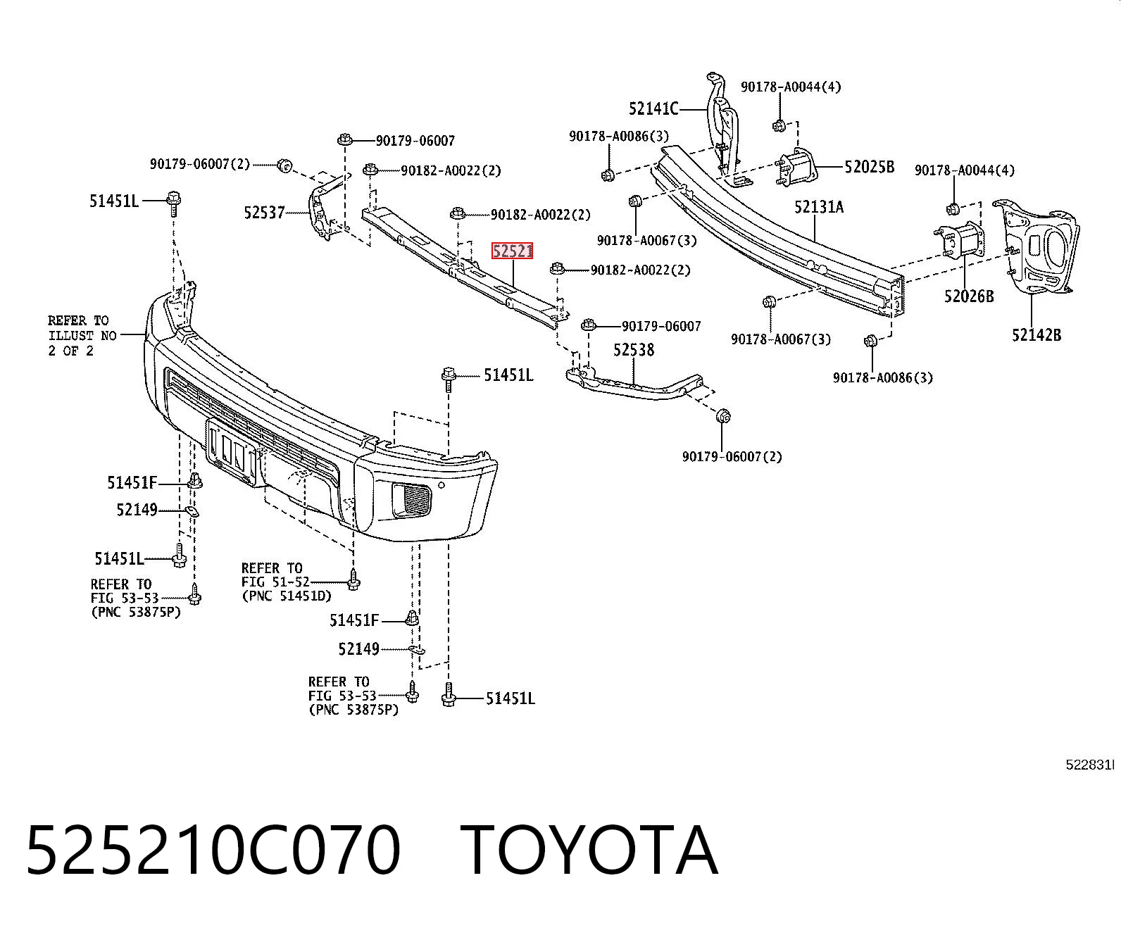 525210C070 Toyota Кронштейн бампера переднего центральный