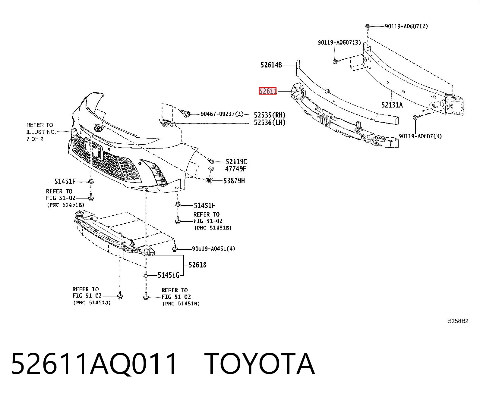 52611AQ011 Toyota Наполнитель бампера переднего