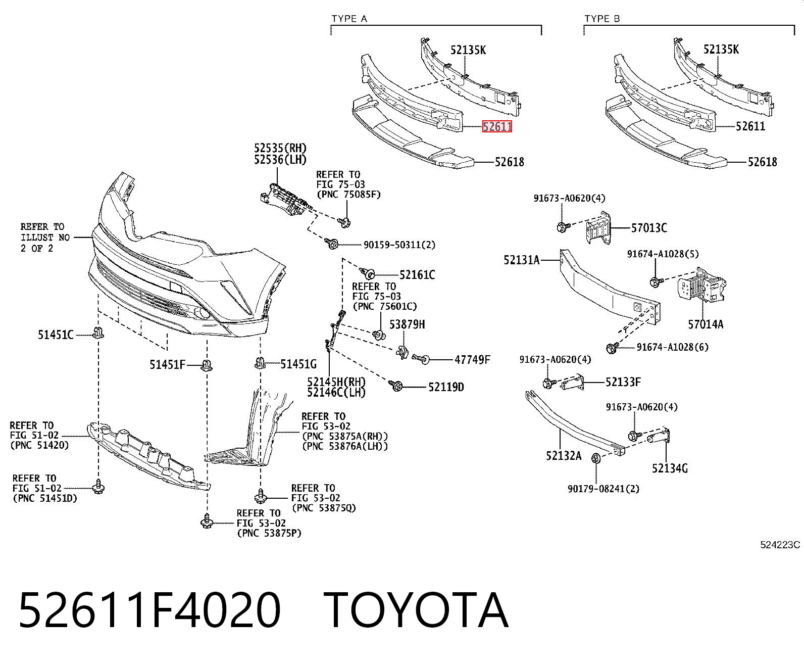 52611F4020 Toyota Наполнитель бампера переднего