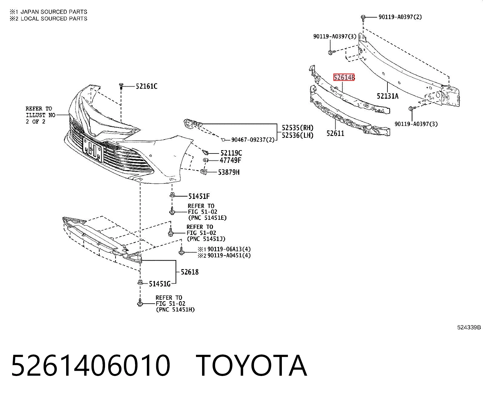 5261406010 Toyota Наполнитель бампера переднего