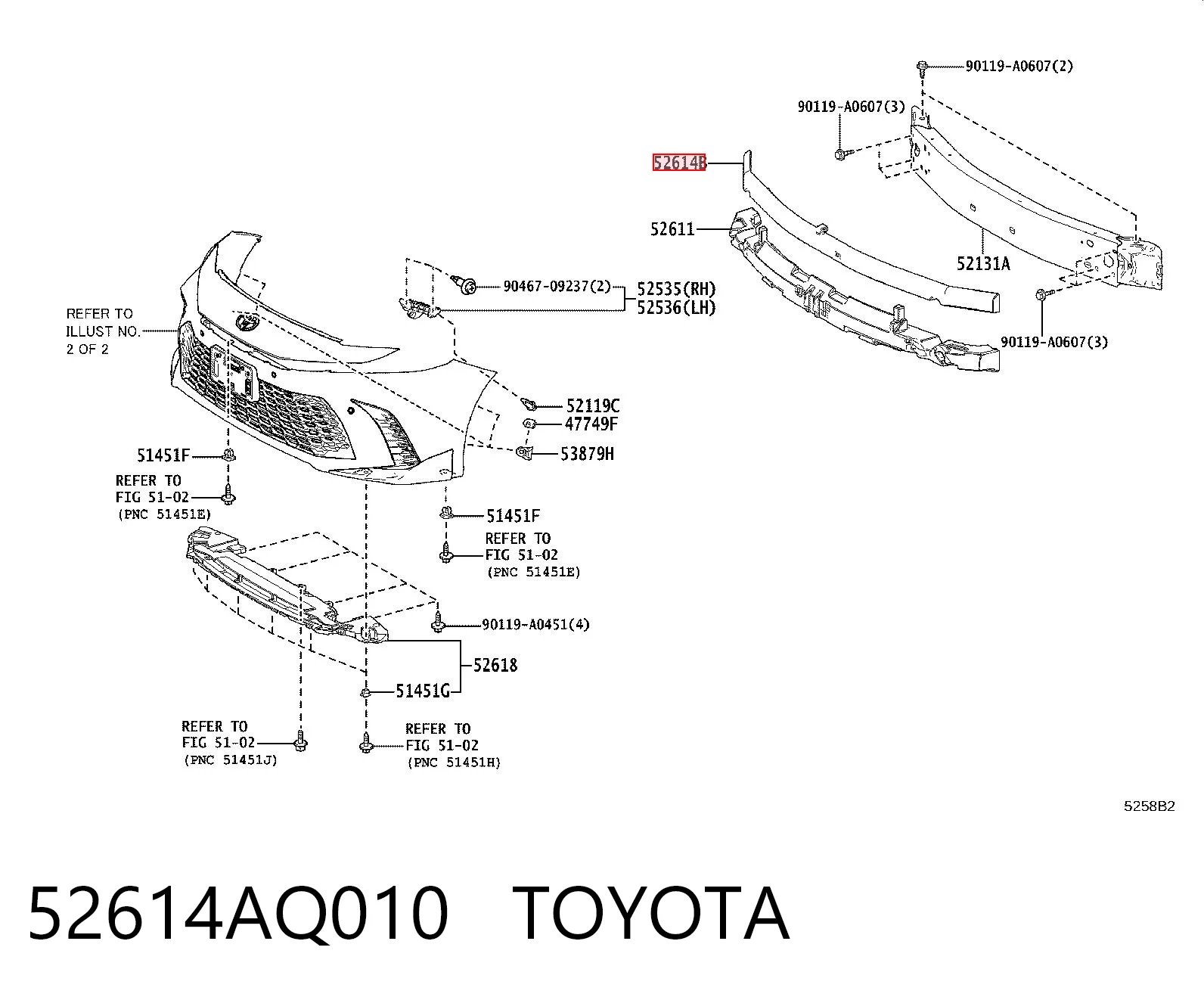 52614AQ010 Toyota Наполнитель бампера переднего
