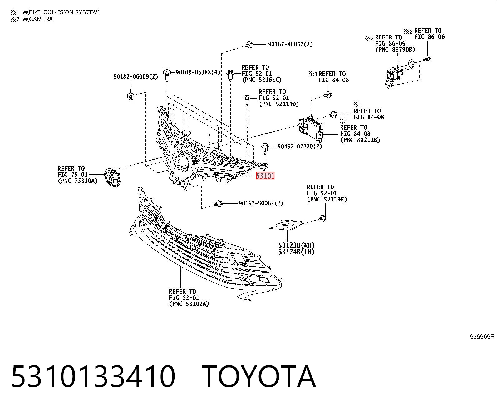 5310133410 Toyota Решетка радиатора