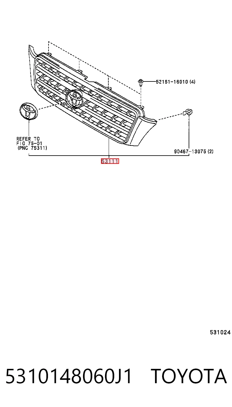 Облицовка радиатора Toyota Highlander I внедорожник (ACU2, MCU2) (2000 - 2007) цена, от 182.90 USD