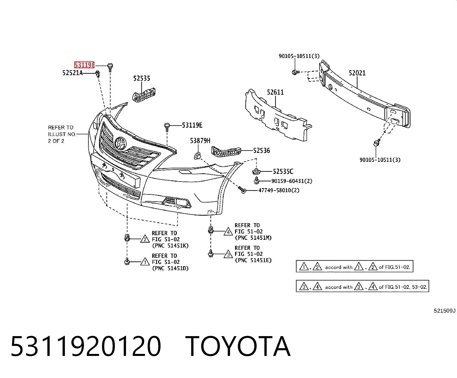 5311920120 Toyota Крепление решетки радиатора