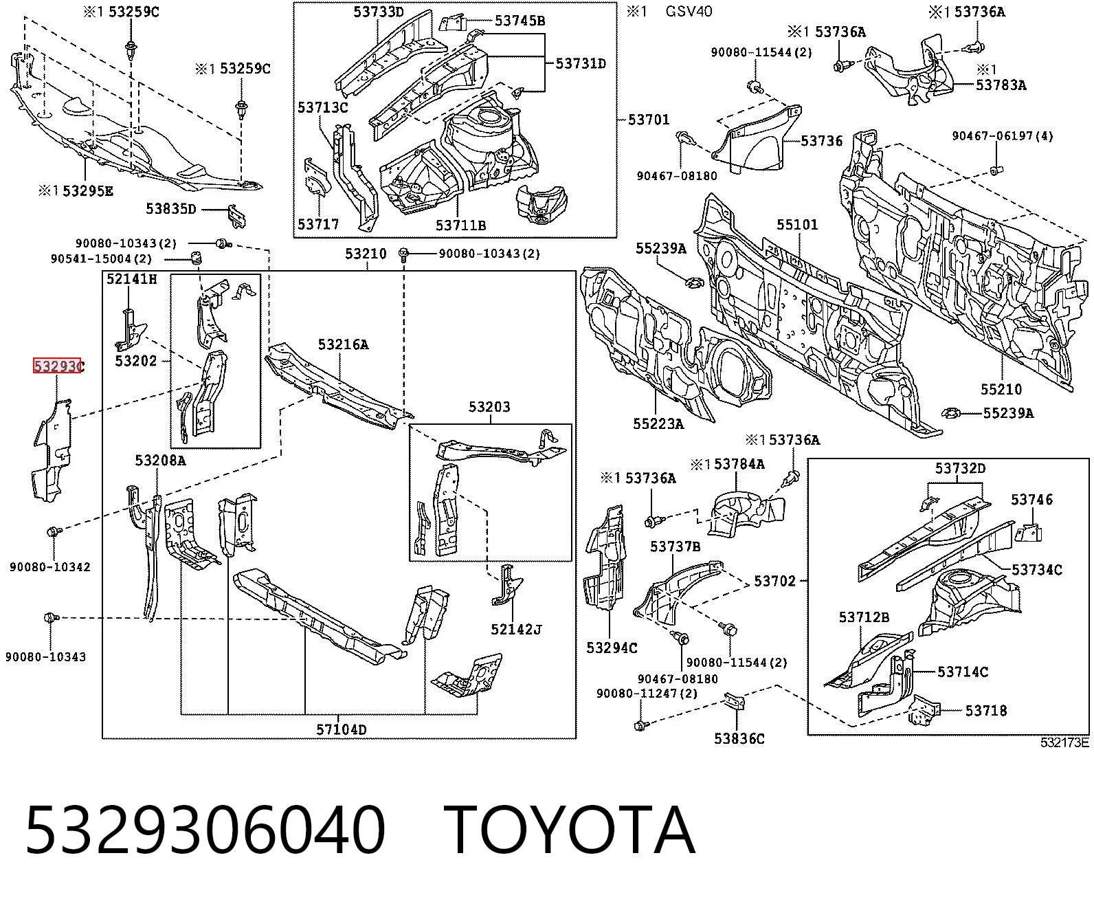 5329306040 Toyota Воздуховод (дефлектор) радиатора правый