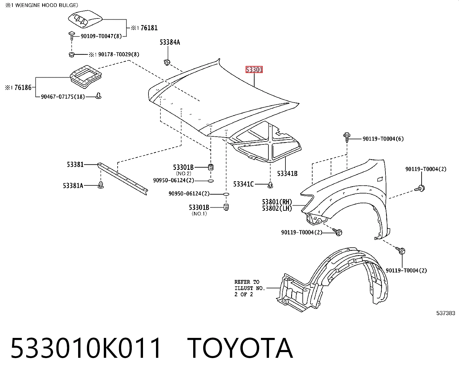 Капот Toyota FORTUNER внедорожник (N5, N6) (2005 - 2012) цена, от 158.99 USD