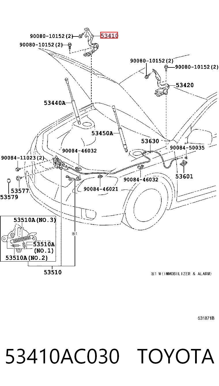 53410AC030 Toyota Шарнир капота правый