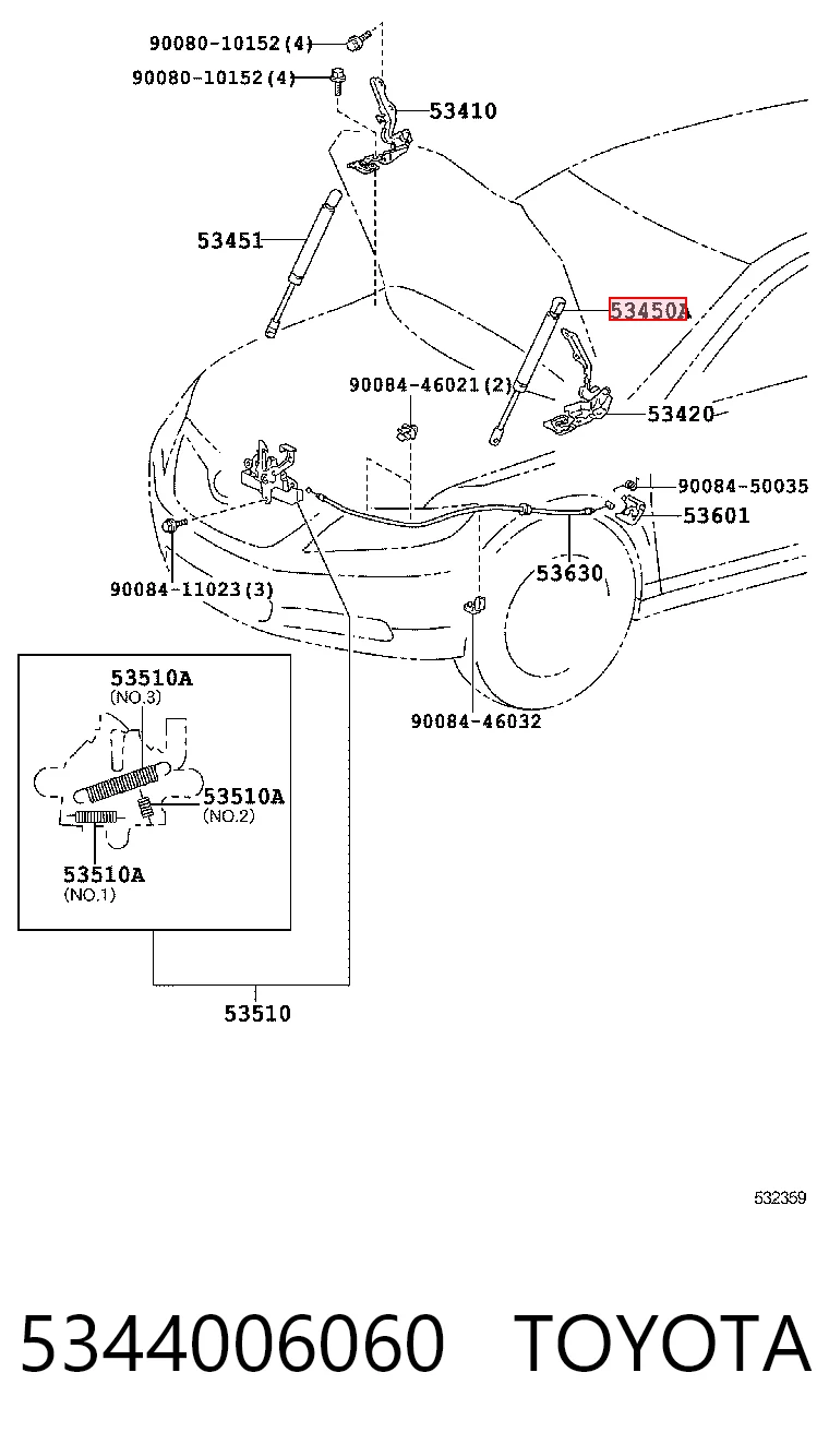 Опора капота правая Rider RD62ML6368