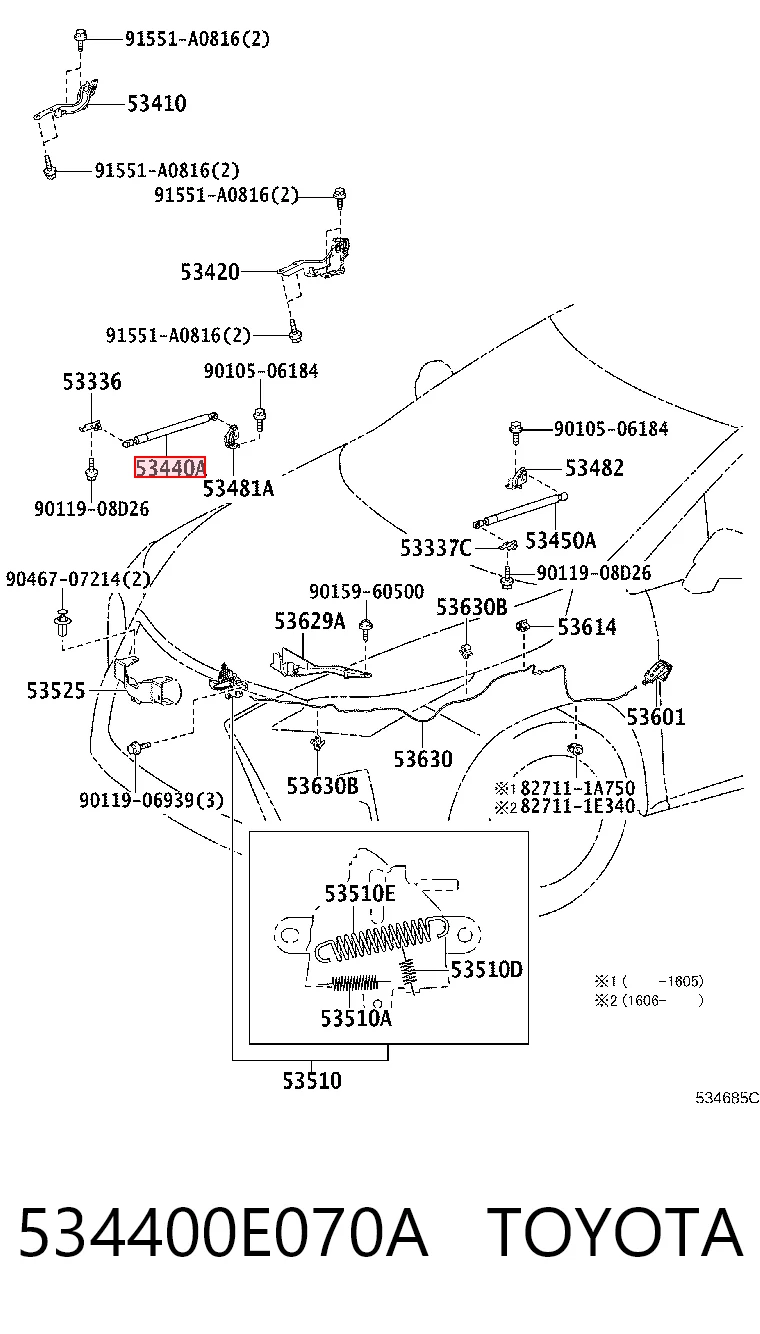 Стойка капота на Lexus RX 450H/350L/200T L25