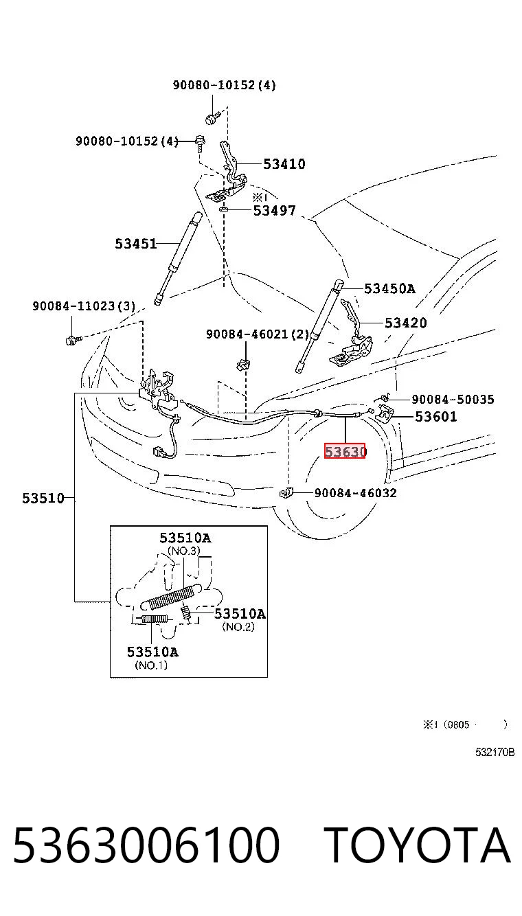 5363006100 Toyota Трос открытия капота