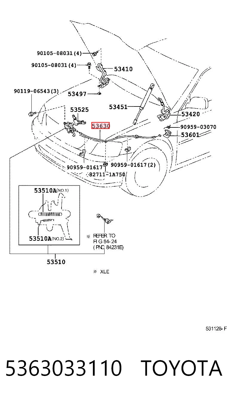 5363033110 Toyota Трос открытия капота