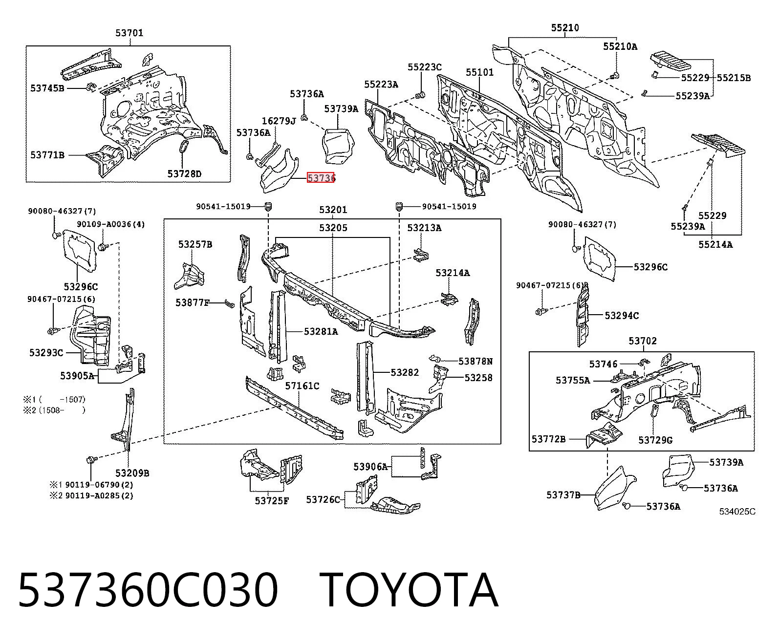 537360C030 Toyota Уплотнитель крыла