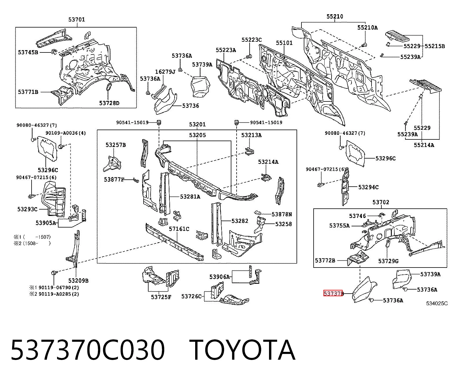 537370C030 Toyota Уплотнитель крыла