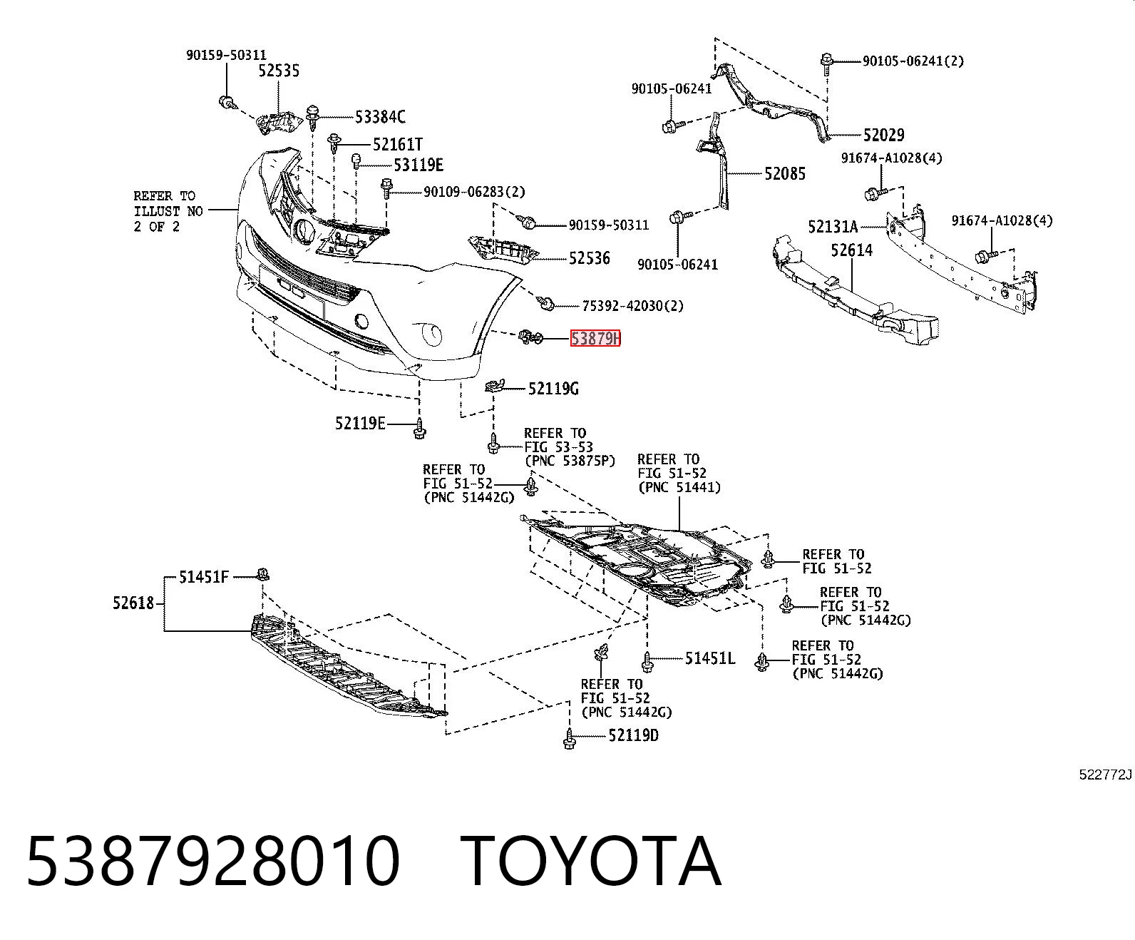 5387928010 Toyota Кронштейн бампера переднего внешний