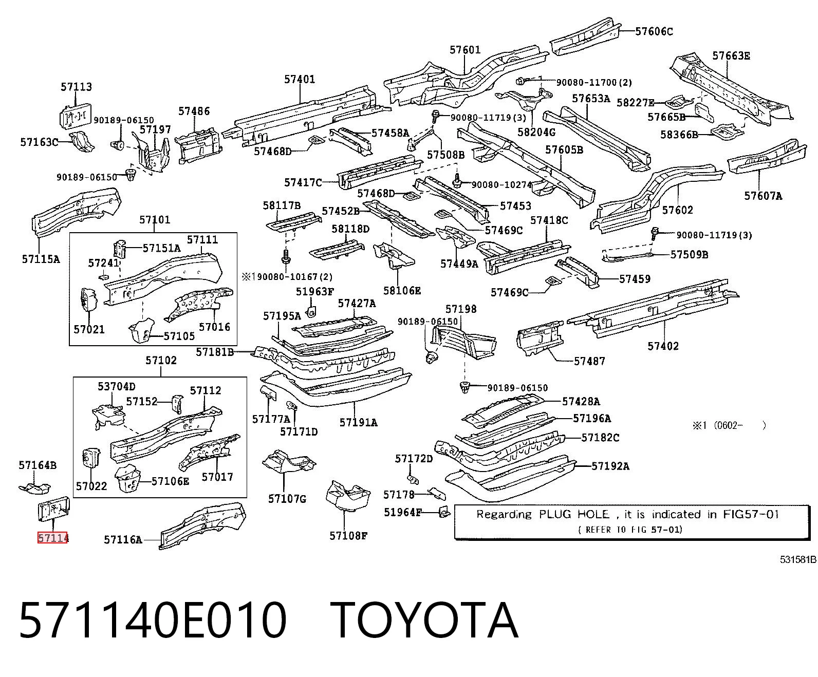 571140E010 Toyota Кронштейн усилителя переднего бампера