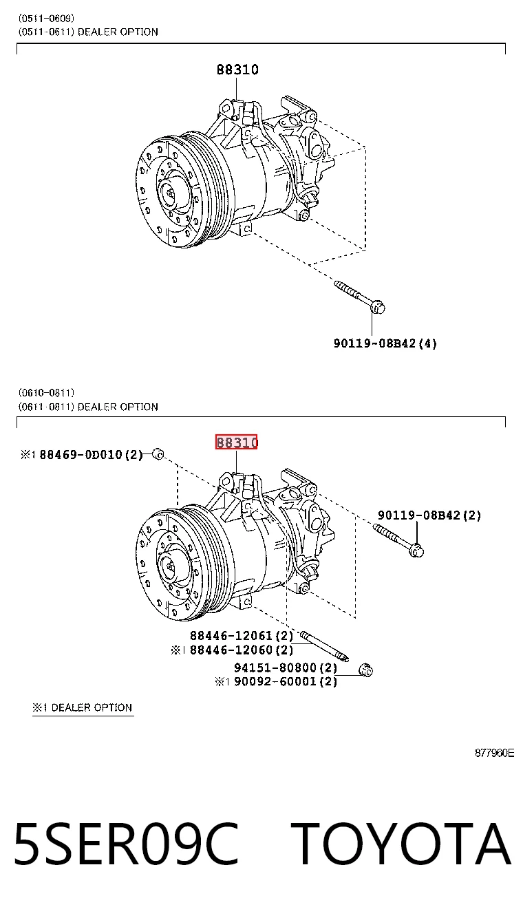 5SER09C Toyota Компрессор хладагента