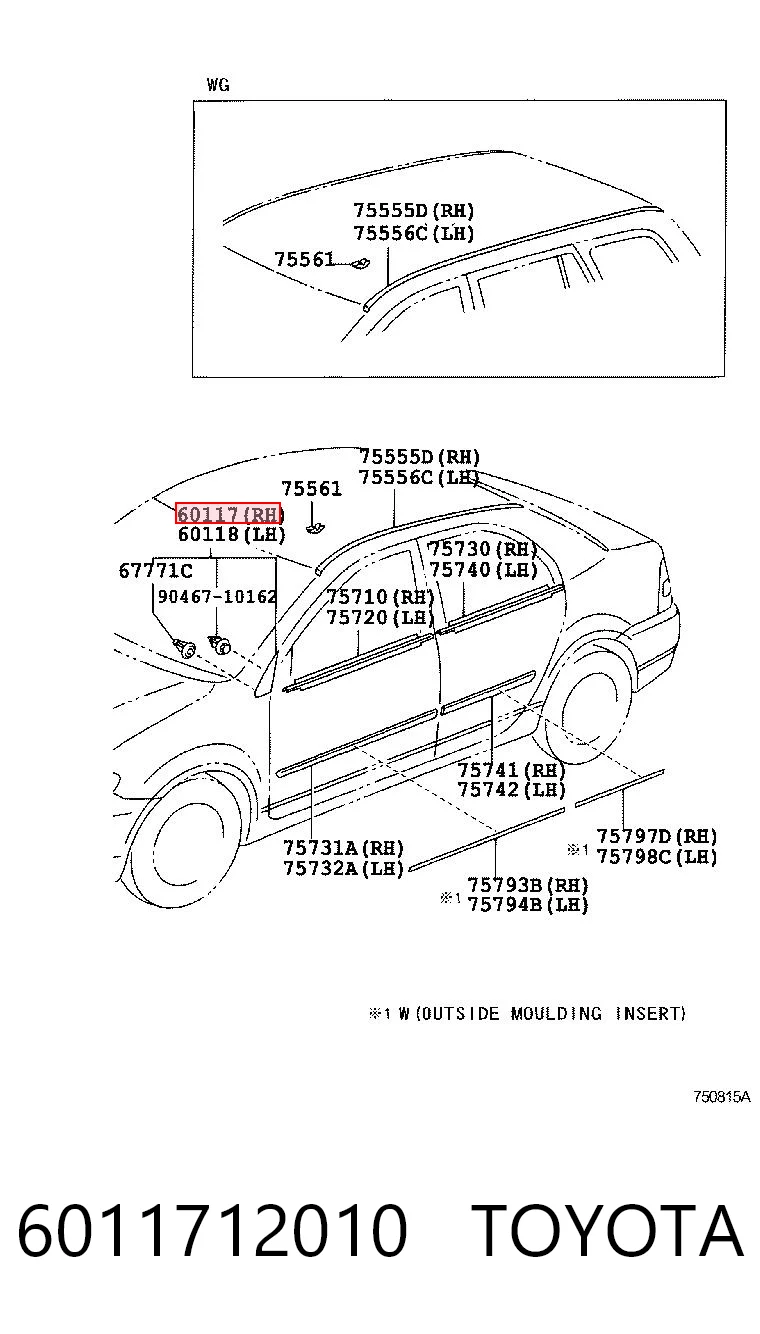 6011712010 Toyota Молдинг крыла переднего правого