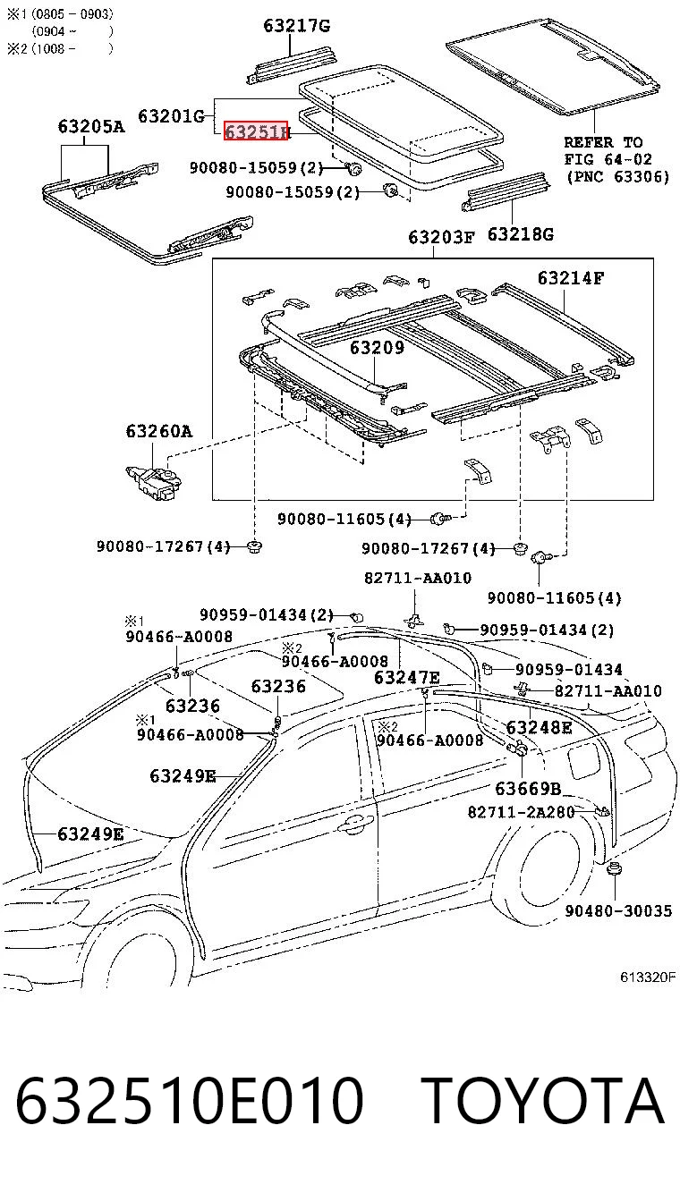 632510E010 Toyota Уплотнитель люка крыши