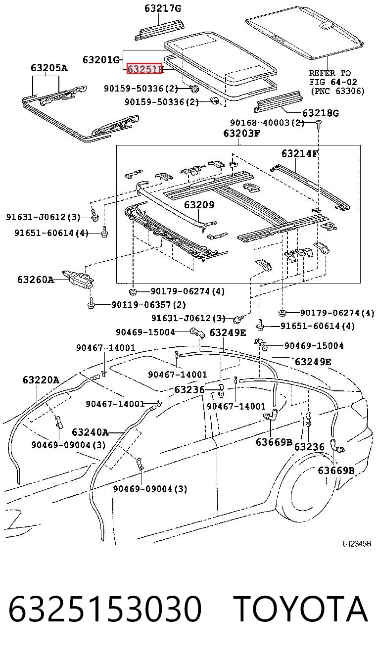 6325153030 Toyota Уплотнитель люка крыши