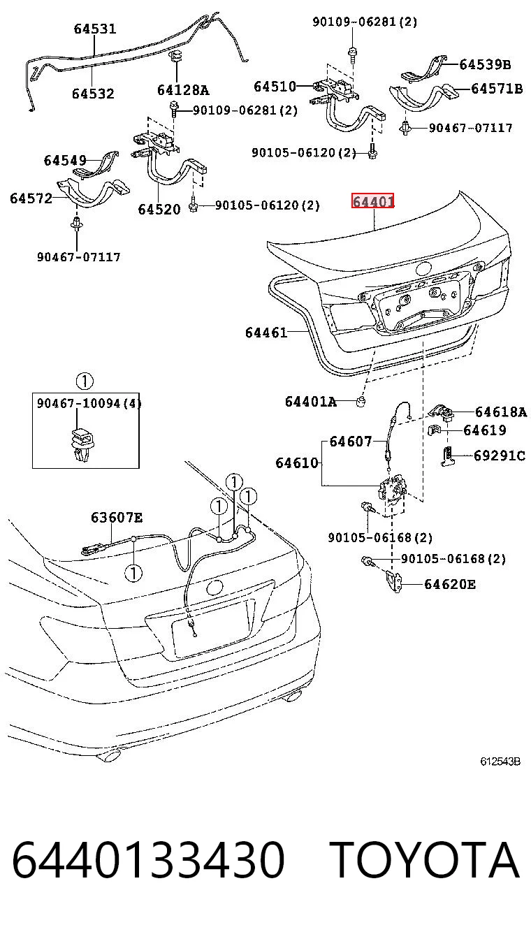 6440133430 Toyota Крышка багажника