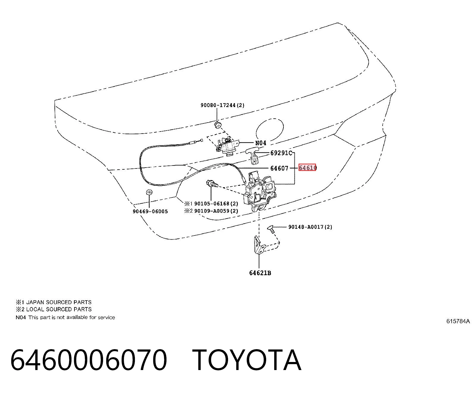6460006070 Toyota Замок пятой двери