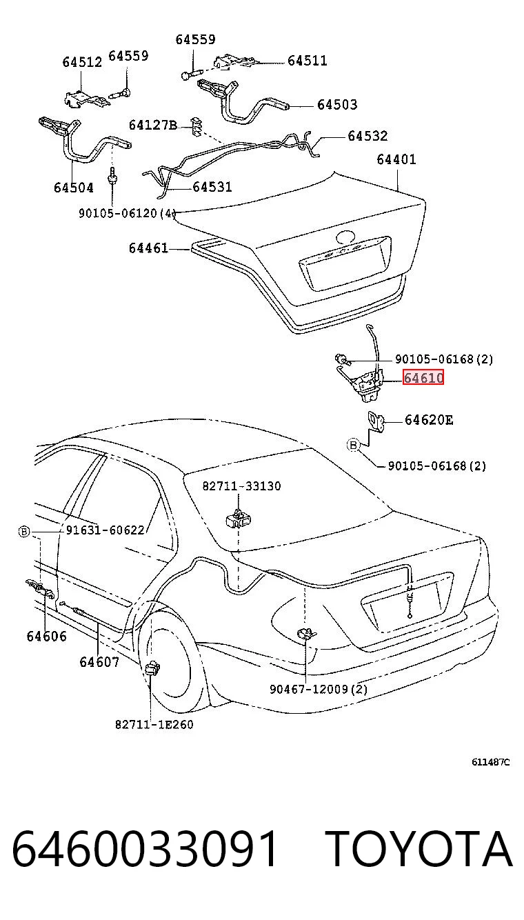 6460033091 Toyota Замок пятой двери