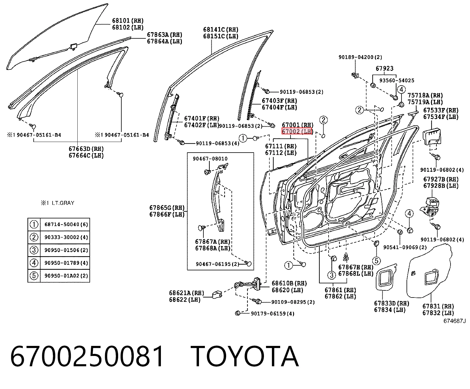 Водительская дверь на Lexus LS 460/460L USF4