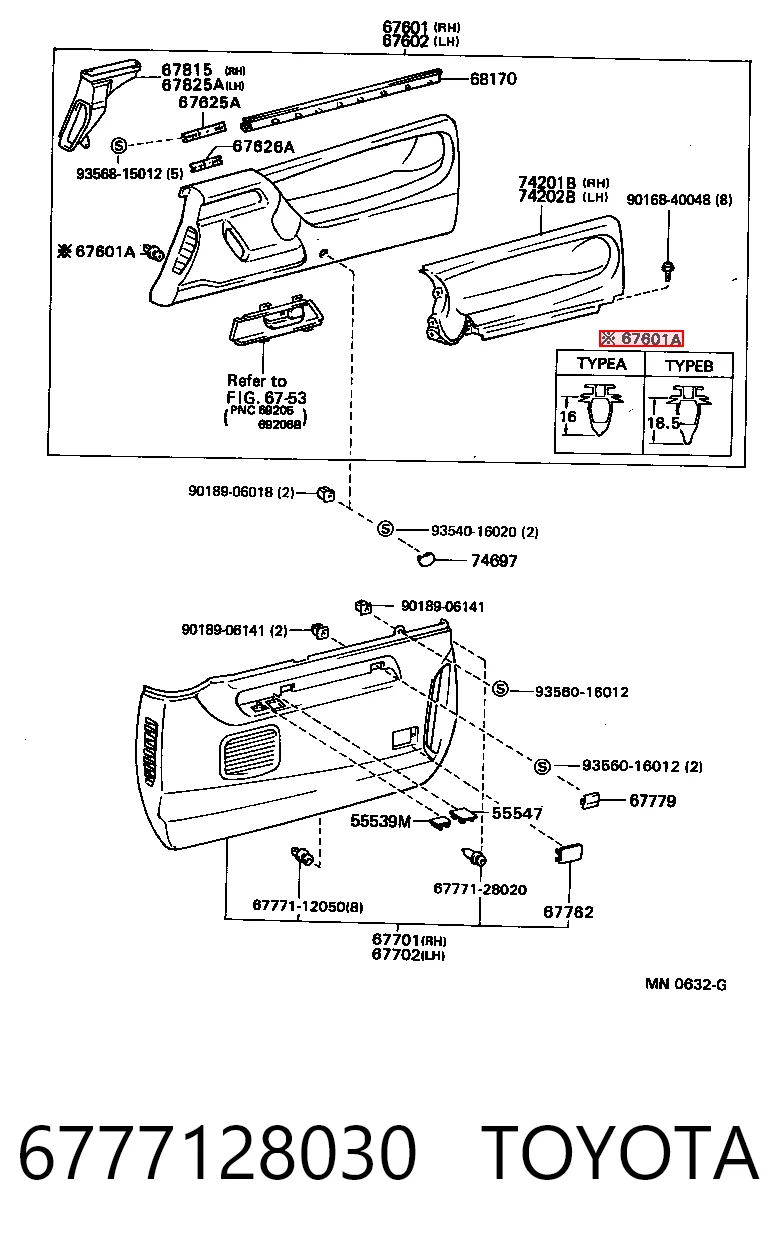 940908320 Subaru Пистон (клип) крепления обшивки двери