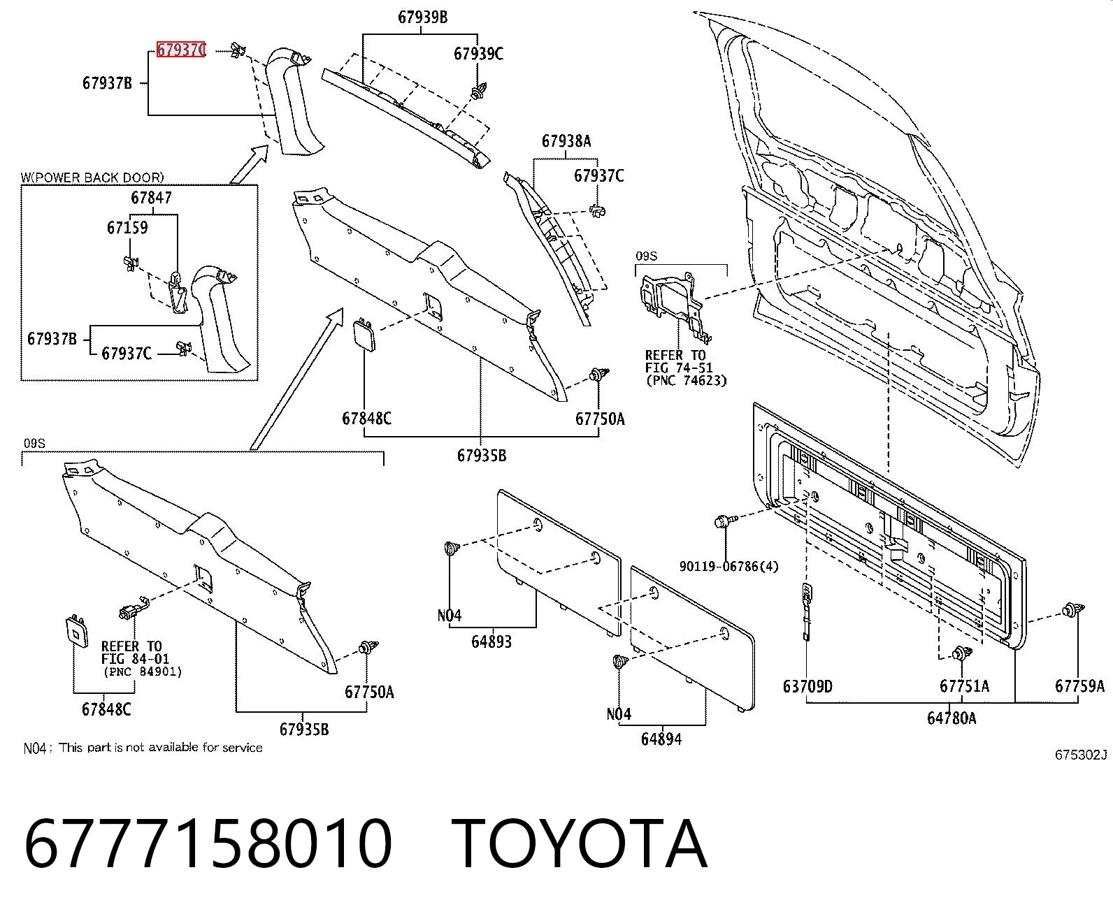 6777158010 Toyota Пистон (клип) крепления обшивки двери