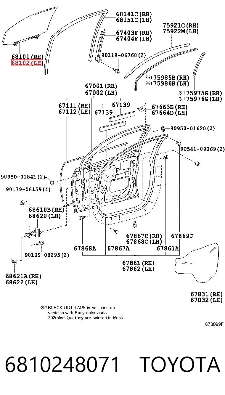 GS8145D305 XYG Стекло двери передней левой