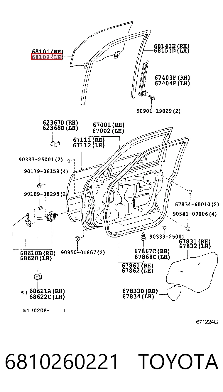 GS8136D303 XYG Стекло двери передней левой