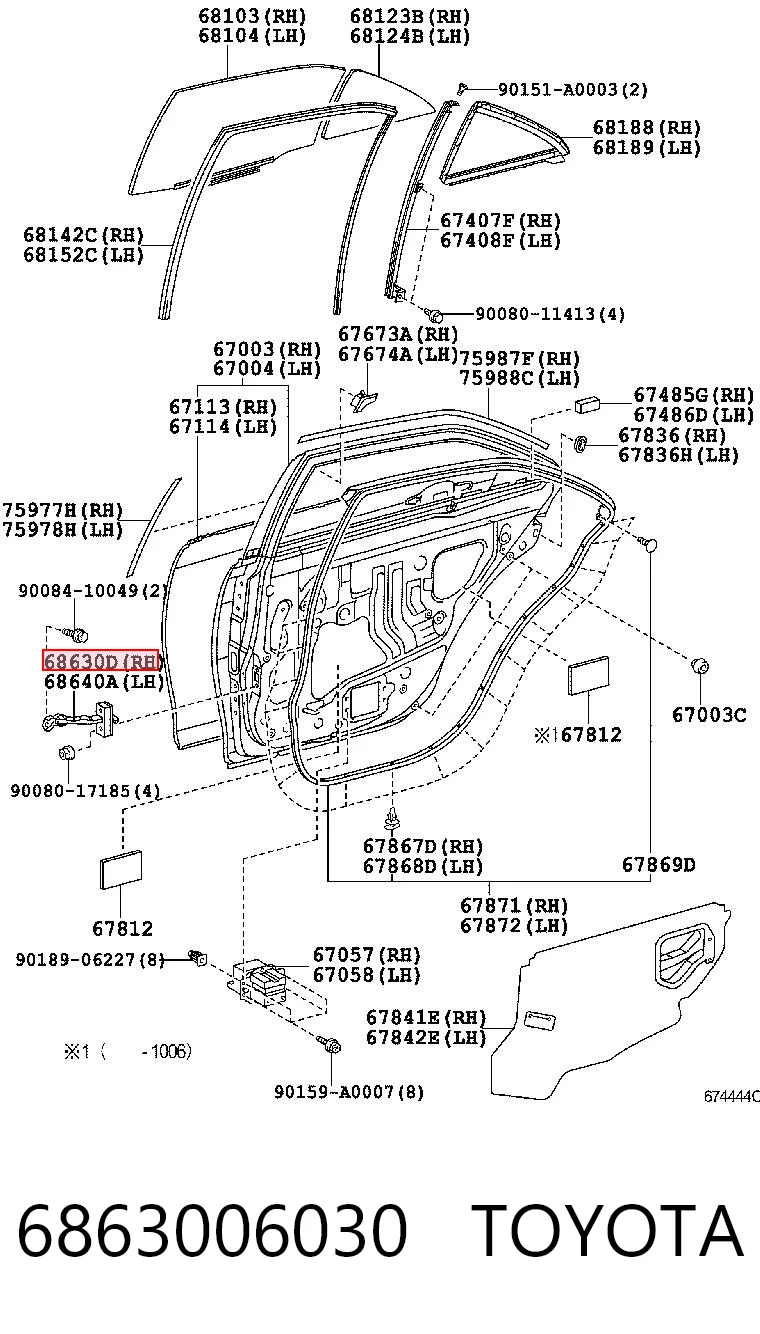 6863006030 Toyota Ограничитель открывания двери задний правый