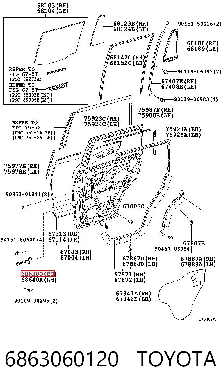 6863060120 Toyota Ограничитель открывания двери задний правый