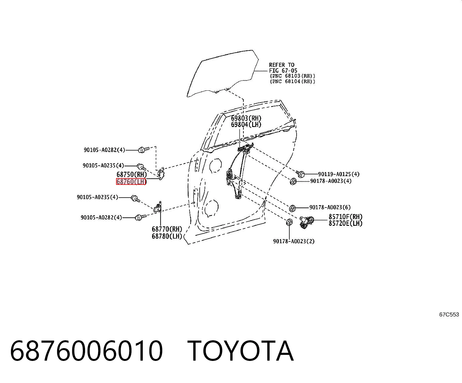 6876006010 Toyota Петля задней левой двери
