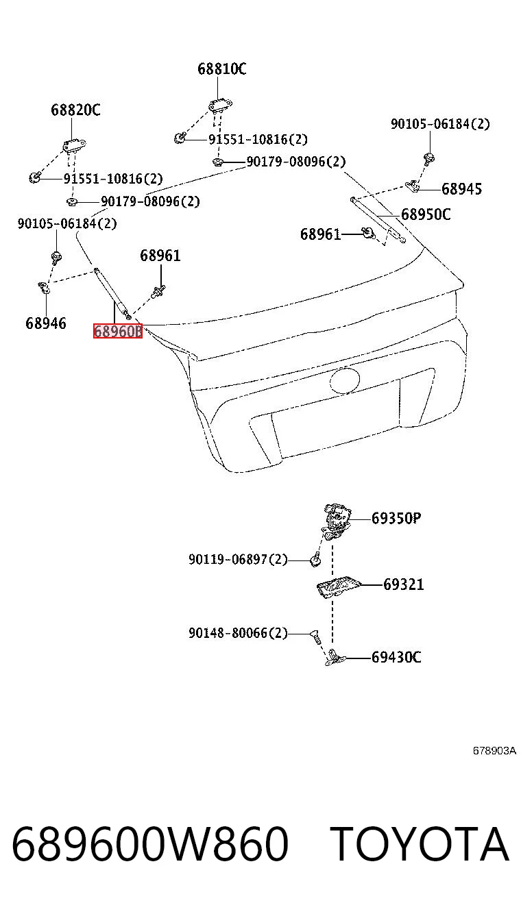 689600W860 Toyota Амортизатор крышки багажника