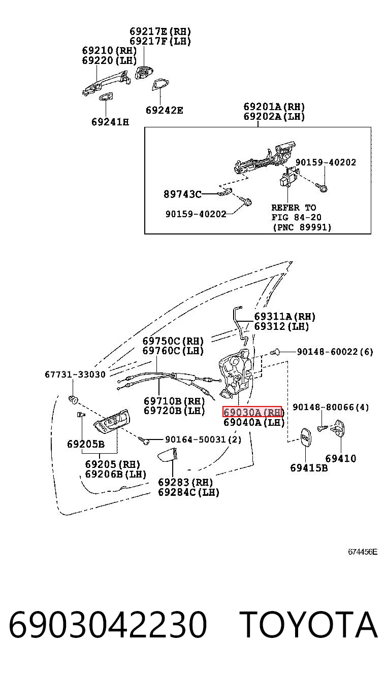 6903042230 Toyota Внутренний дверной замок