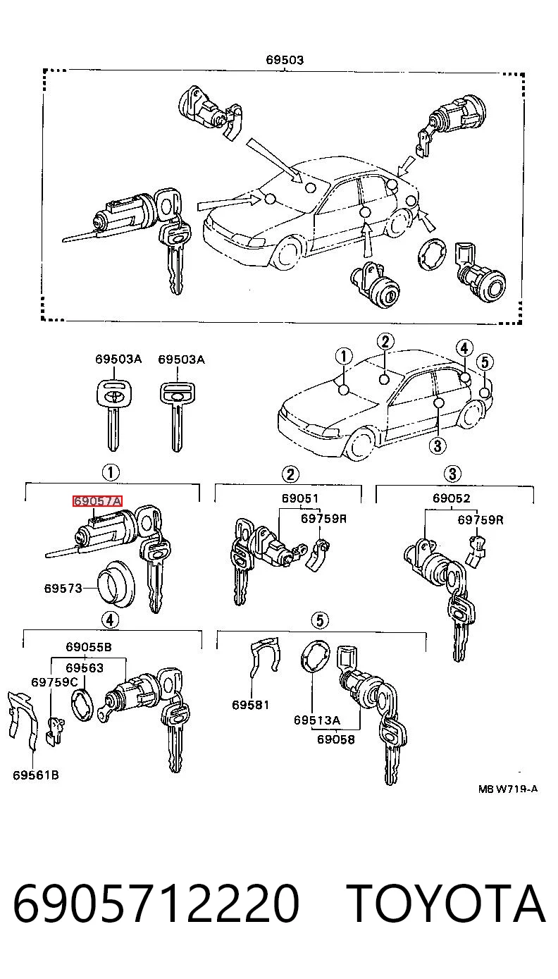 Личинка замка зажигания на Toyota Corolla  