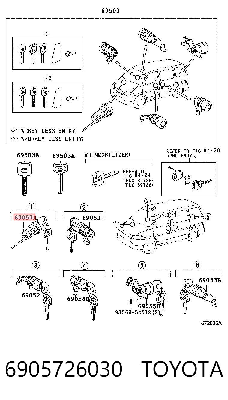 Личинка замка зажигания на Toyota Hiace III H10