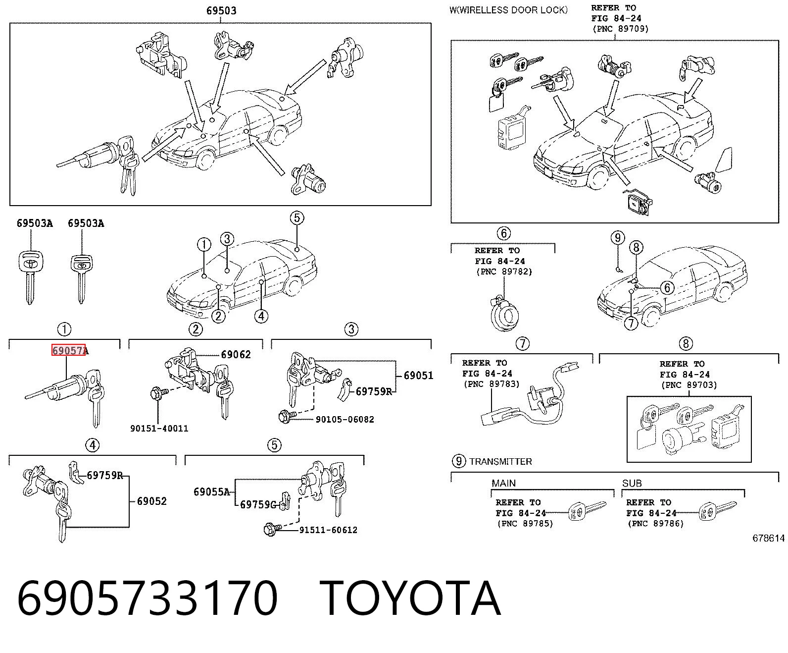 Личинка замка зажигания на Toyota Camry IV V20