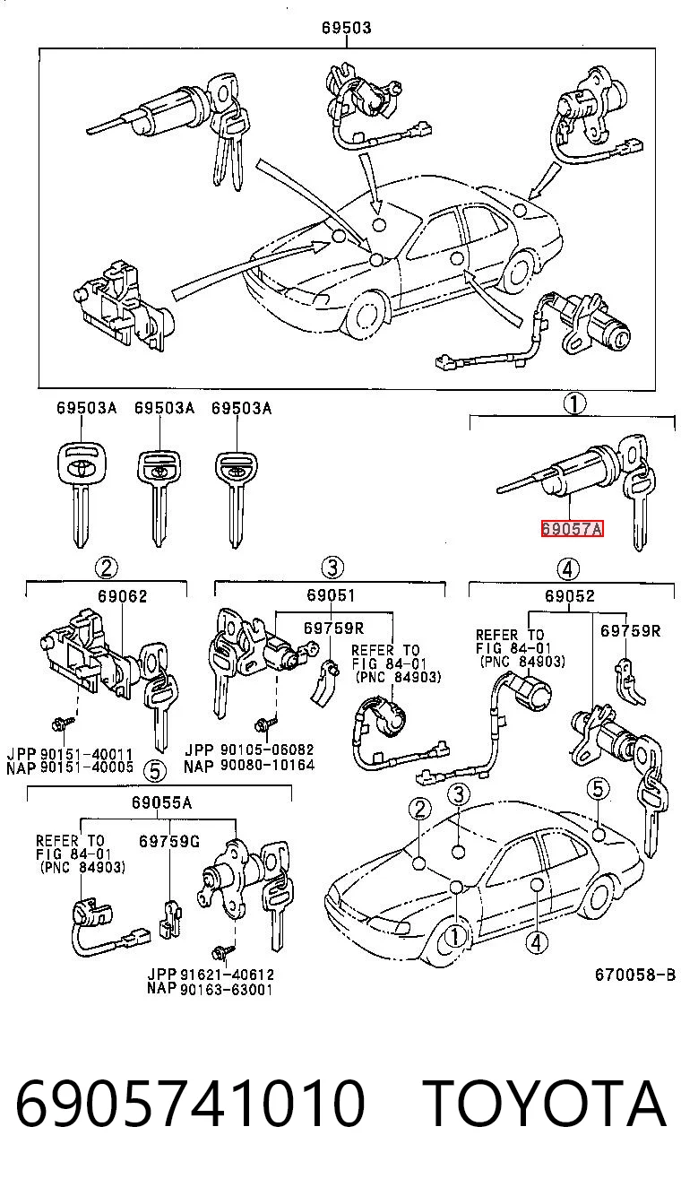 6905741010 Toyota Личинка замка зажигания