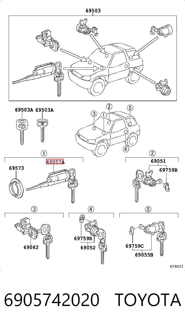 Личинка замка зажигания Toyota RAV4 1 XA