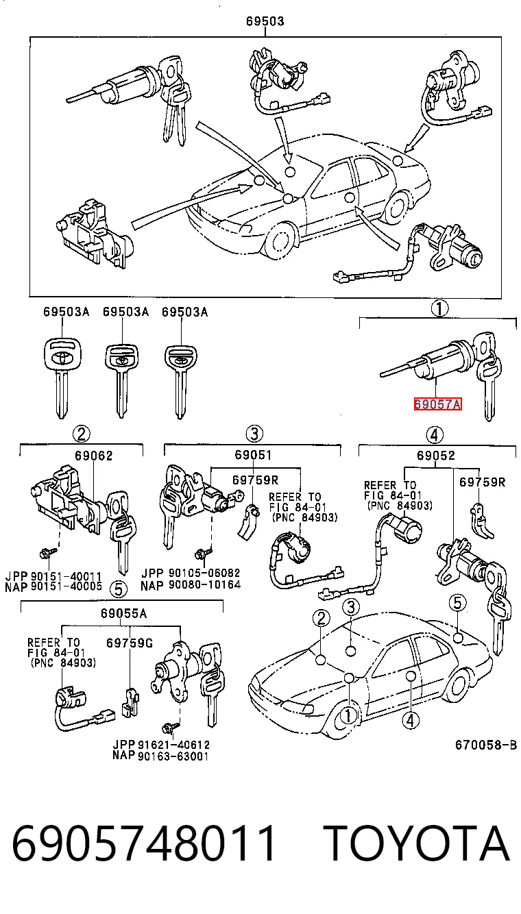 6905748011 Toyota Личинка замка зажигания
